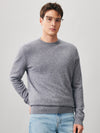 COMOBOCA LIGHT GRAY 100% Cashmere Men's Ribbed Round Neck Knit Sweater