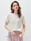 COMOBOCA Cloudy Women's Sheer Floral Lace Knit T-Shirt