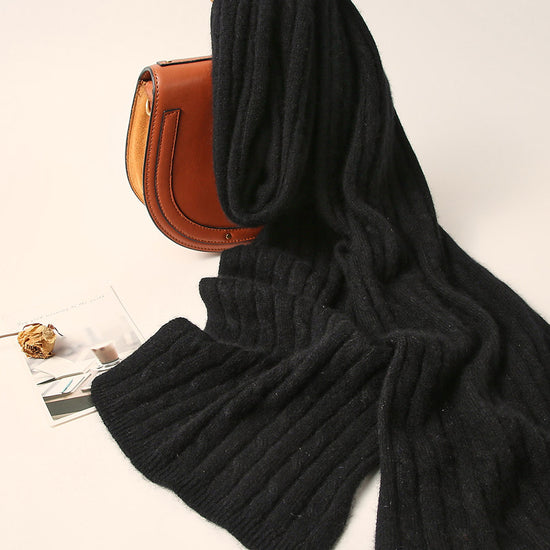 COMOBOCA BLACK 100% Cashmere Women's Soft Versatile Scarf