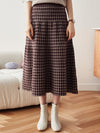 COMOBOCA Brown Women's Plaid Wool Knit A Line Skirt