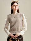 COMOBOCA Apricot 100% Cashmere Women's Textured Knit Sweater Vest