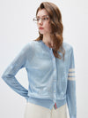 COMOBOCA Women's Pet Pointelle Knit Round Neck Cardigan
