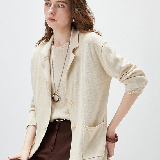 COMOBOCA Women's Pockets Relaxed Knit Blazer