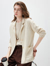 COMOBOCA Women's Pockets Relaxed Knit Blazer