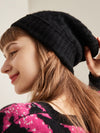 COMOBOCA 100% Cashmere Cable Slouchy Beanie