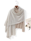 COMOBOCA LIGHT GREY 100% Cashmere Fringe Solid Color Shawl Scarf