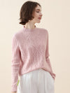 COMOBOCA LIGHT PINK 100% Cashmere Women's Mock Neck Knit Sweater