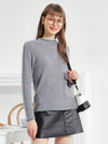 COMOBOCA GREY 100% Cashmere Women's Sweater with Built-in Collar