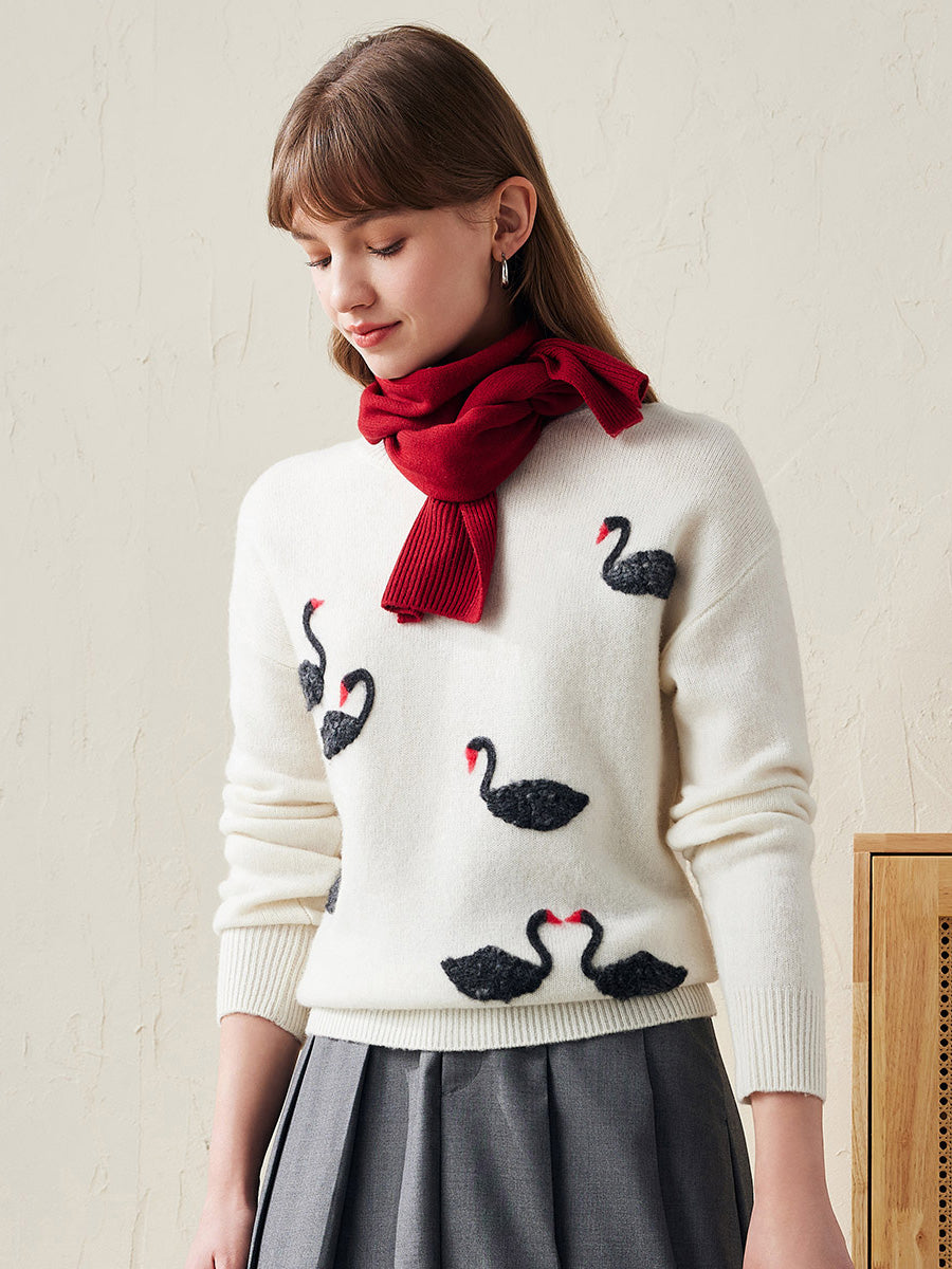 COMOBOCA Red 100% Wool Elegant Ribbed Scarf