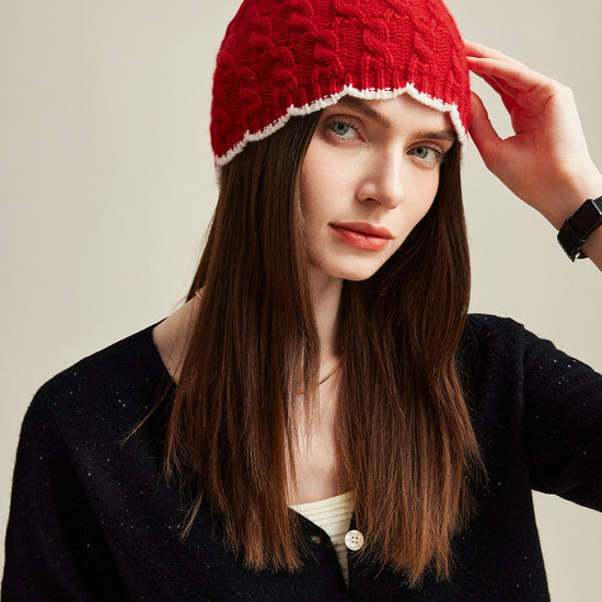 COMOBOCA 100% Cashmere Women's Cable Knit Beanie