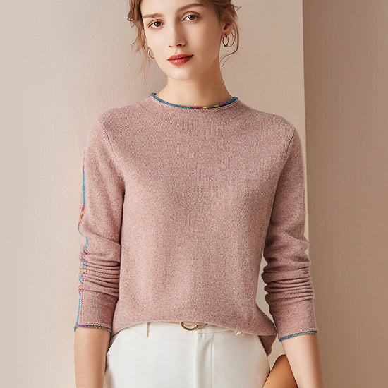 COMOBOCA BRICK RED 100% Cashmere Women's Sweater with Built-in Collar