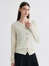 COMOBOCA White 100% Cashmere Women's Button-Up Cardigan