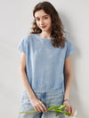 COMOBOCA XXL Light Blue Women's Lace Patterned Knit T-Shirt