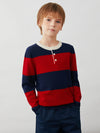 COMOBOCA 100% Wool Kids' Striped Henley Sweater