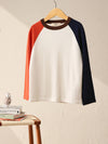 COMOBOCA 100% Wool Kid's Casual Colorblock Knit Sweater