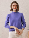 COMOBOCA PURPLE 100% Wool Women's All-Match Mock Neck Sweater