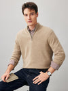 COMOBOCA 100% Cashmere Men's Half Zip Mock Neck Sweater