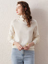 COMOBOCA BEIGE 100% Wool Women's Ribbed Turtleneck Sweater