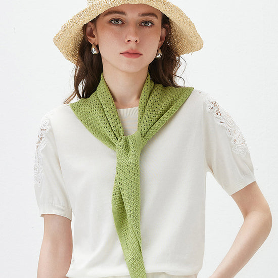 COMOBOCA Women's Openwork Knit Triangle Shoulder Wrap Scarf