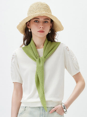 COMOBOCA Women's Openwork Knit Triangle Shoulder Wrap Scarf