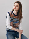 COMOBOCA 100% Wool Women's Fair Isle Knit Vest