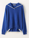 COMOBOCA Blue 100% Cashmere Women's Sailor Collar Sweater