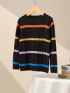 COMOBOCA 100% Wool Kids' Colorful Striped Knit Sweater