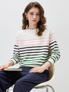 COMOBOCA Women's Stripe Round Neck Knit Sweater