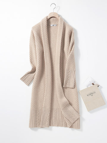 COMOBOCA Beige 100% Cashmere Women's Knit Cardigan Coat