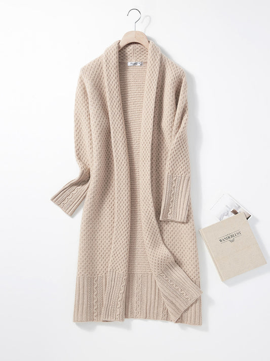 COMOBOCA Beige 100% Cashmere Women's Knit Cardigan Coat