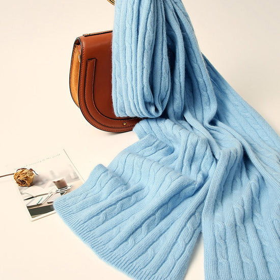 COMOBOCA LIGHT BLUE 100% Cashmere Women's Soft Versatile Scarf