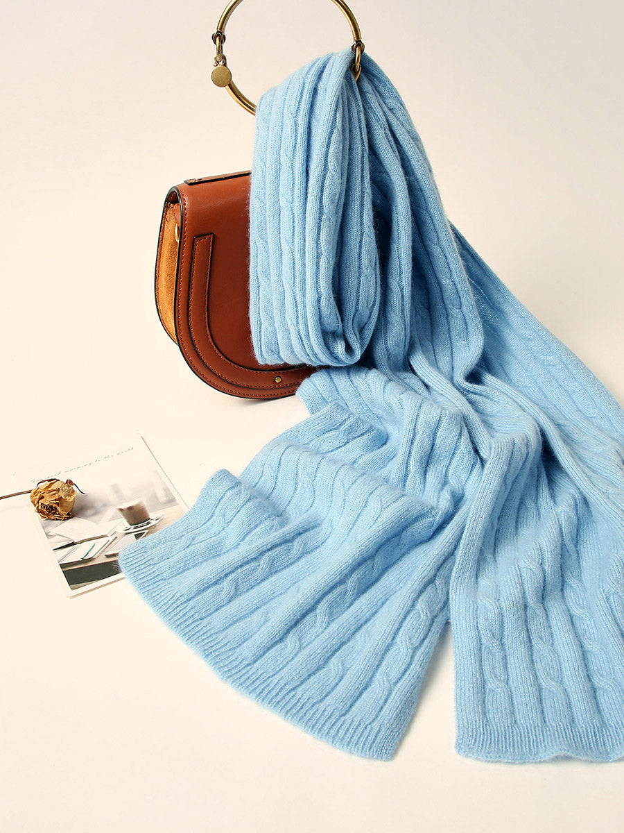 COMOBOCA LIGHT BLUE 100% Cashmere Women's Soft Versatile Scarf