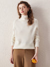 COMOBOCA WHITE 100% Wool Women's All-in-One Knit Turtleneck Sweater