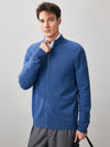 COMOBOCA 100% Cashmere Men's Full Zip Mock Neck Knit Cardigan