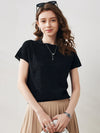 COMOBOCA XXL Black Women's Lace Patterned Knit T-Shirt