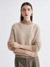 COMOBOCA Camel 100% Cashmere Women's Mock Neck Knit Sweater
