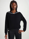 COMOBOCA Black 100% Cashmere Women's Sailor Collar Sweater