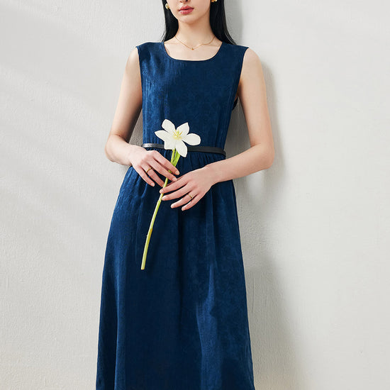 COMOBOCA 100% Mulberry Silk Women's Sleeveless Midi Dress