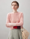 COMOBOCA Pink 100% Cashmere Women's Color-Blocked Sleeve Knit Sweater