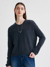 COMOBOCA 100% Cashmere Women's Openwork Round Neck Knit Sweater