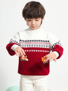 COMOBOCA RED 100% Wool Kids' Mock Neck Jacquard Sweater