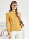 COMOBOCA YELLOW 100% Cashmere Women's Sweater with Built-in Collar