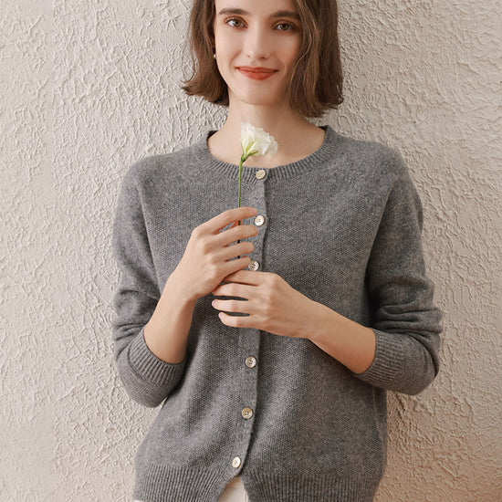 COMOBOCA GRAY 100% Wool Women's All-Match Mock Neck Sweater