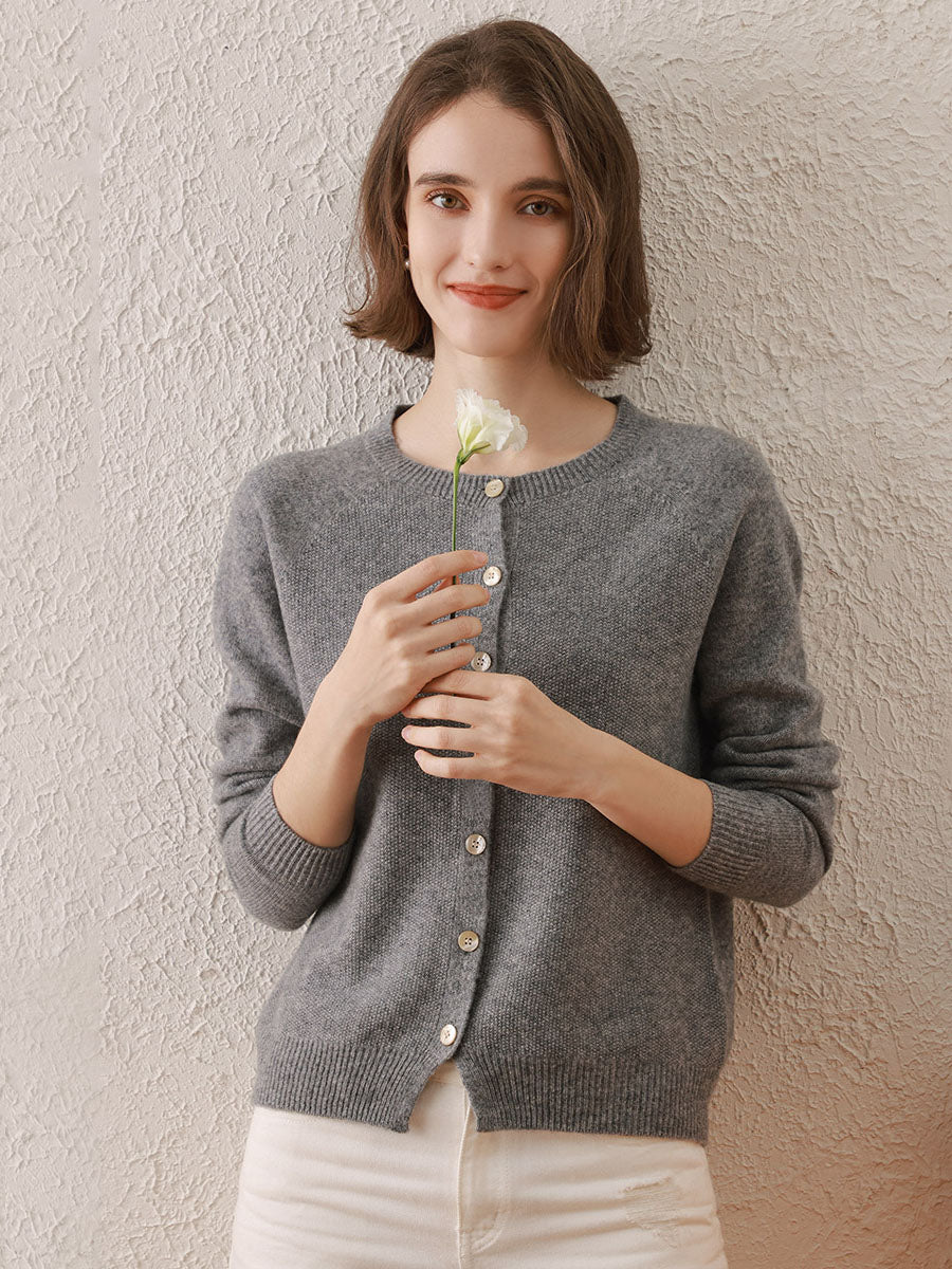 COMOBOCA GRAY 100% Wool Women's All-Match Mock Neck Sweater