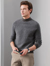 COMOBOCA GREY 100% Cashmere Men's Mock Neck Jacquard Sweater