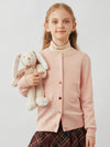 COMOBOCA Light Pink 100% Wool Kids' Colorful Heart Shaped Buttons Cardigan