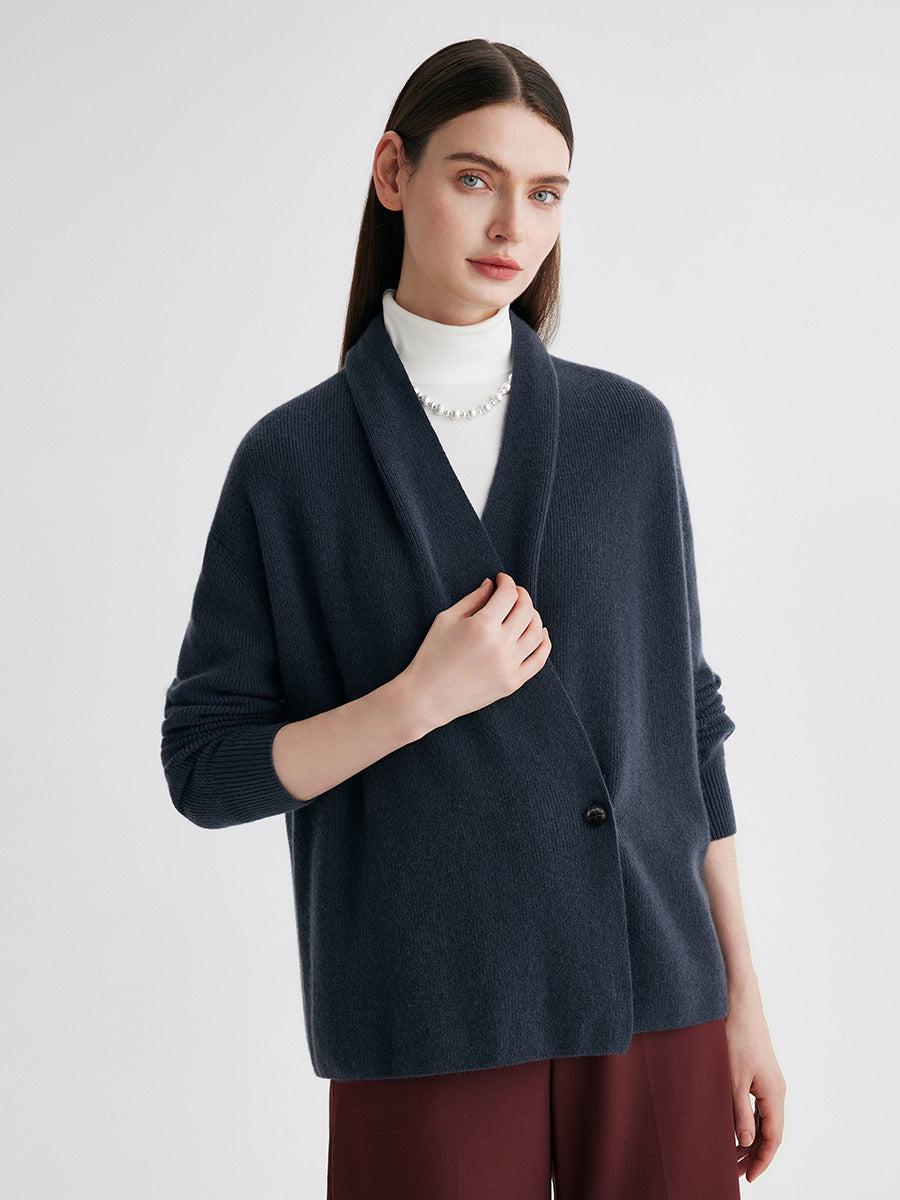 COMOBOCA 100% Cashmere Women's Shawl Collar Wrap Cardigan