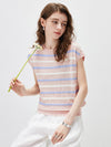 COMOBOCA Women's Striped Knit Cap Sleeve T-Shirt
