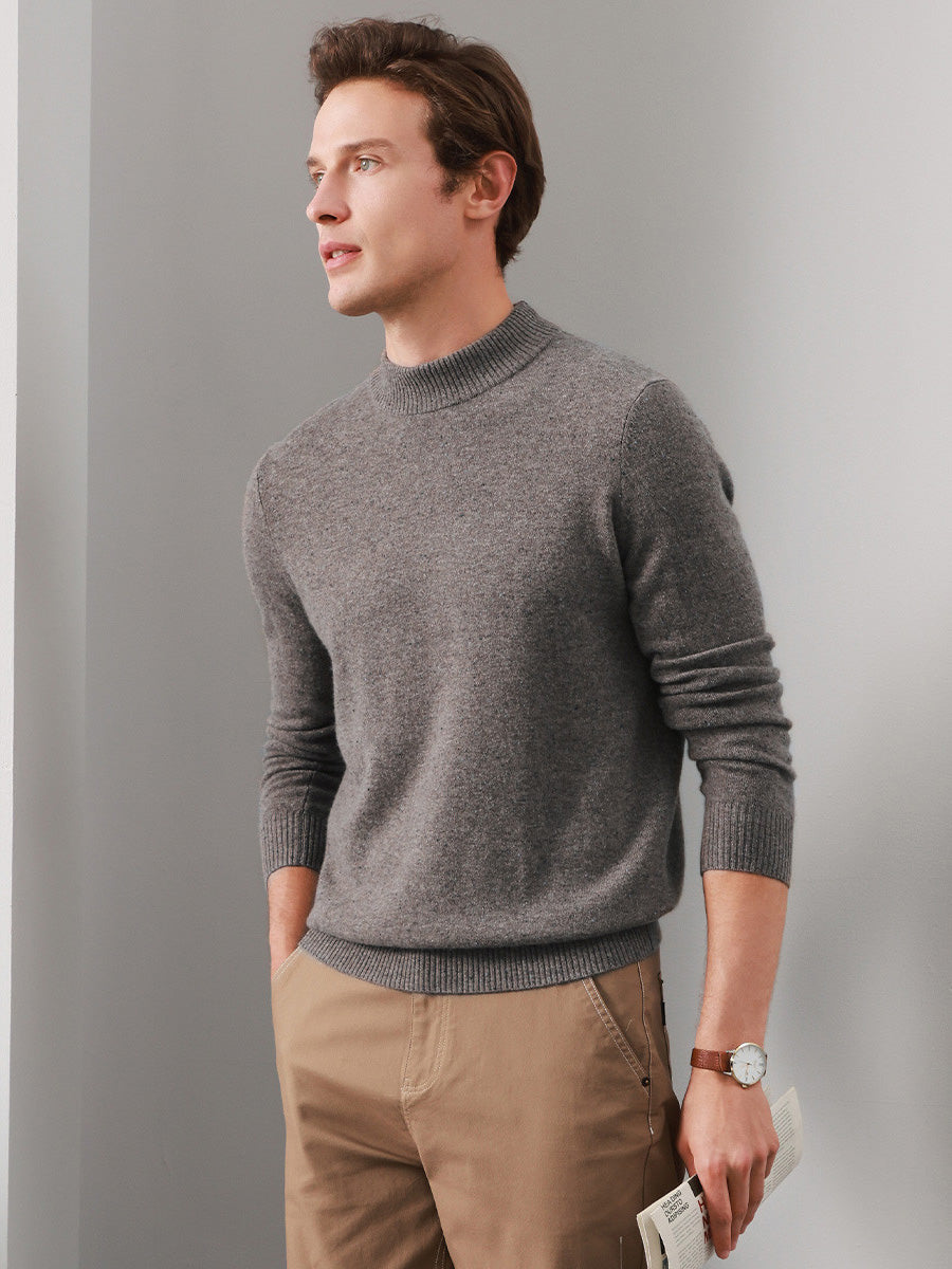 100% Cashmere Men's Mock Neck Knit Sweater – COMOBOCA