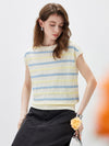 COMOBOCA Women's Striped Knit Cap Sleeve T-Shirt